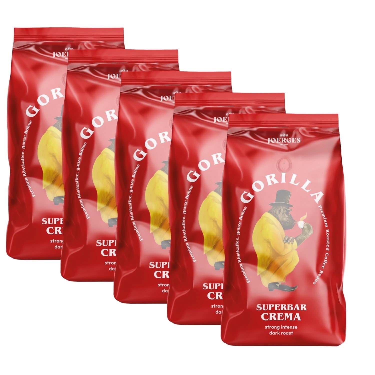 Joerges Espresso Gorilla Super Bar Crema zrnková káva, balení 5 ks (5 x 1 kg)