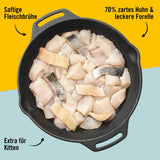 Dogs'n Tiger Schlemmermenü Glückskind, Nassfutter für Kätzchen, saftiges Hun und Forelle - ohne Getreide, Zuckerzusatz, künstliche Konservierungsstoffe, optimální Verträglichkeit, 12x 200g
