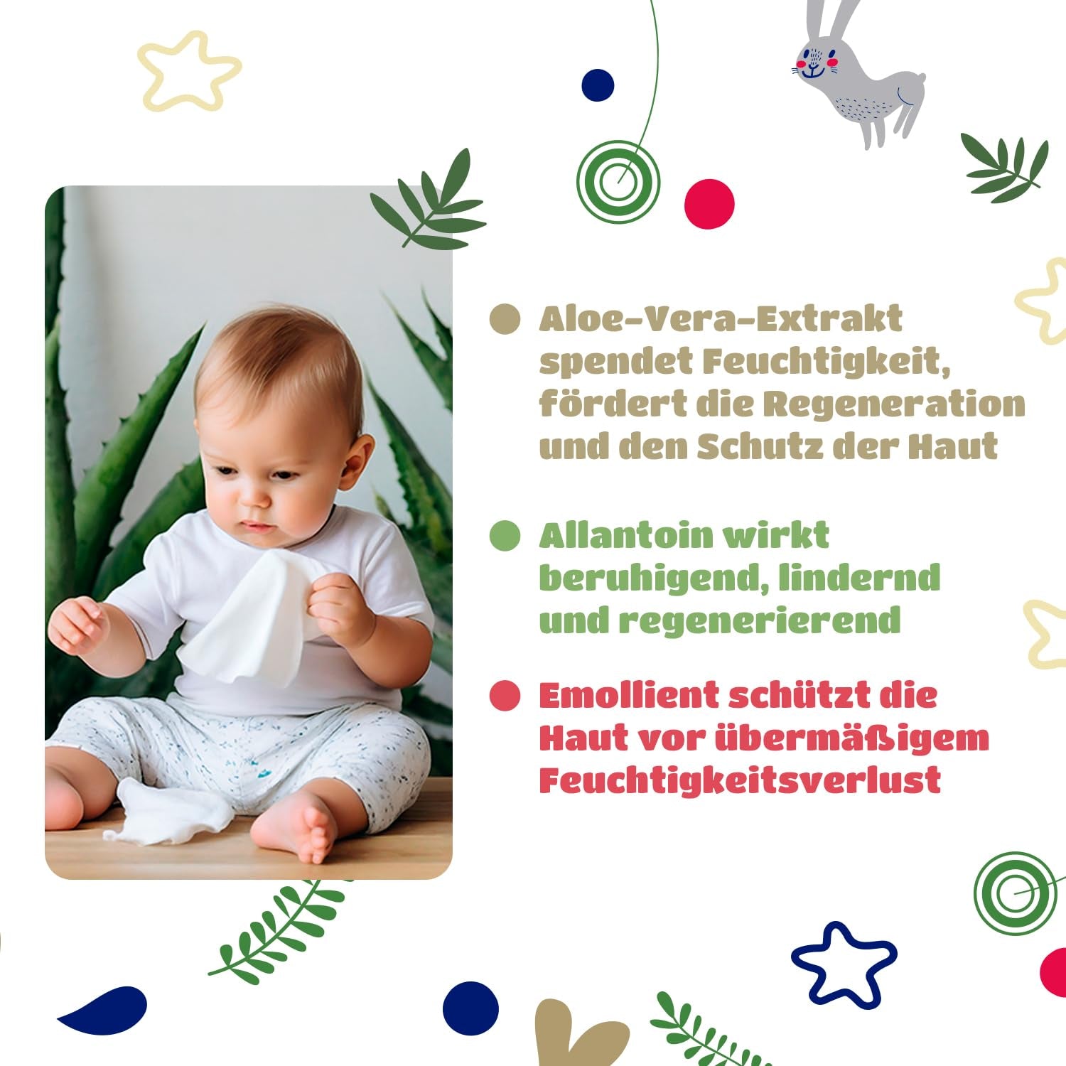 Kindii Natural Balance vlhčené ubrousky pro miminka – (1 x 60 ks) Vlhčené ubrousky pro miminka a děti – Ochranné, Aloe Vera, Jemná vůně – 60 ks.