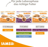 IAMS Delights Land Collection Mokré krmivo pro kočky - Multibalení s různými druhy masa (jehněčí, hovězí, kuřecí a krůtí) v omáčce, vlhké krmivo pro kočky od 1 roku, 12 x 85g