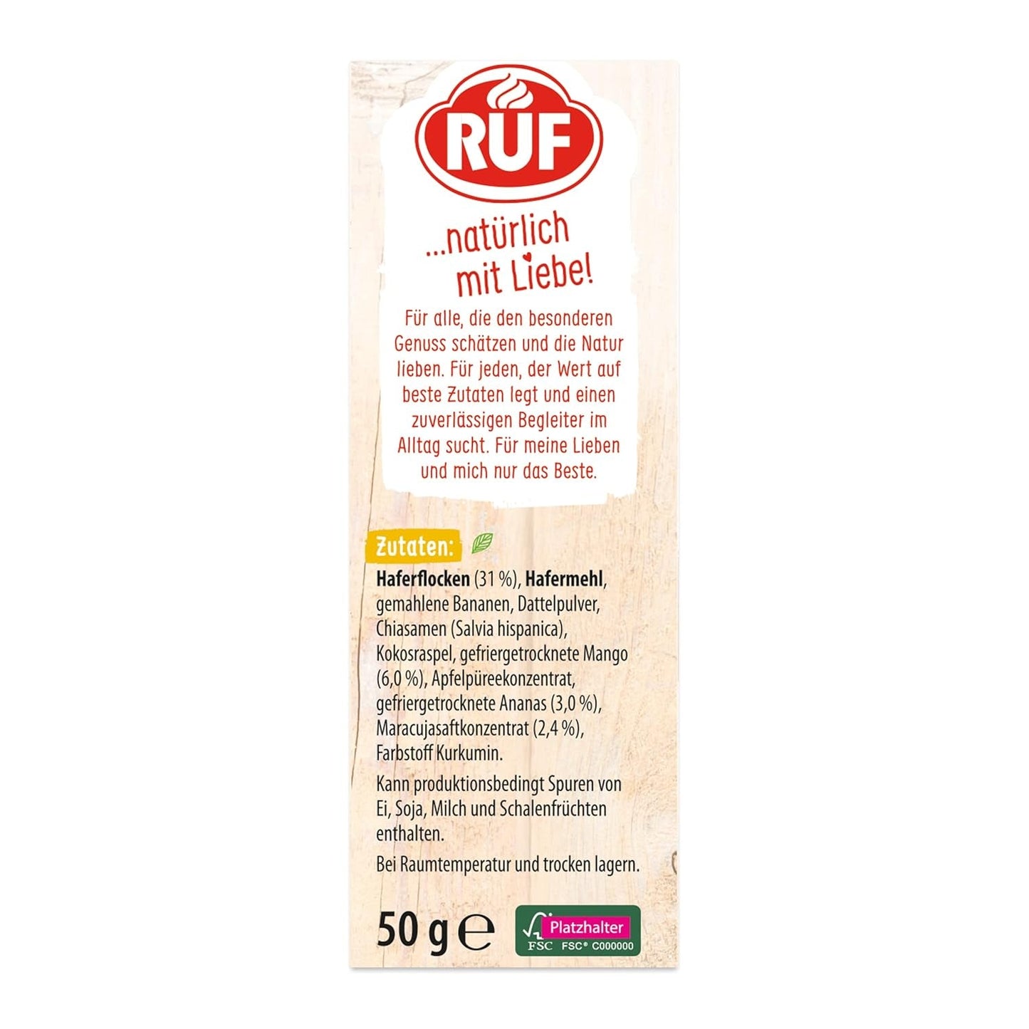 RUF Smoothie Bowl Tropilicious Mango Mučenka Ovesná Svačina Rychlá a snadná Veganská 1 sáček x 50 g (balení 3 ks)