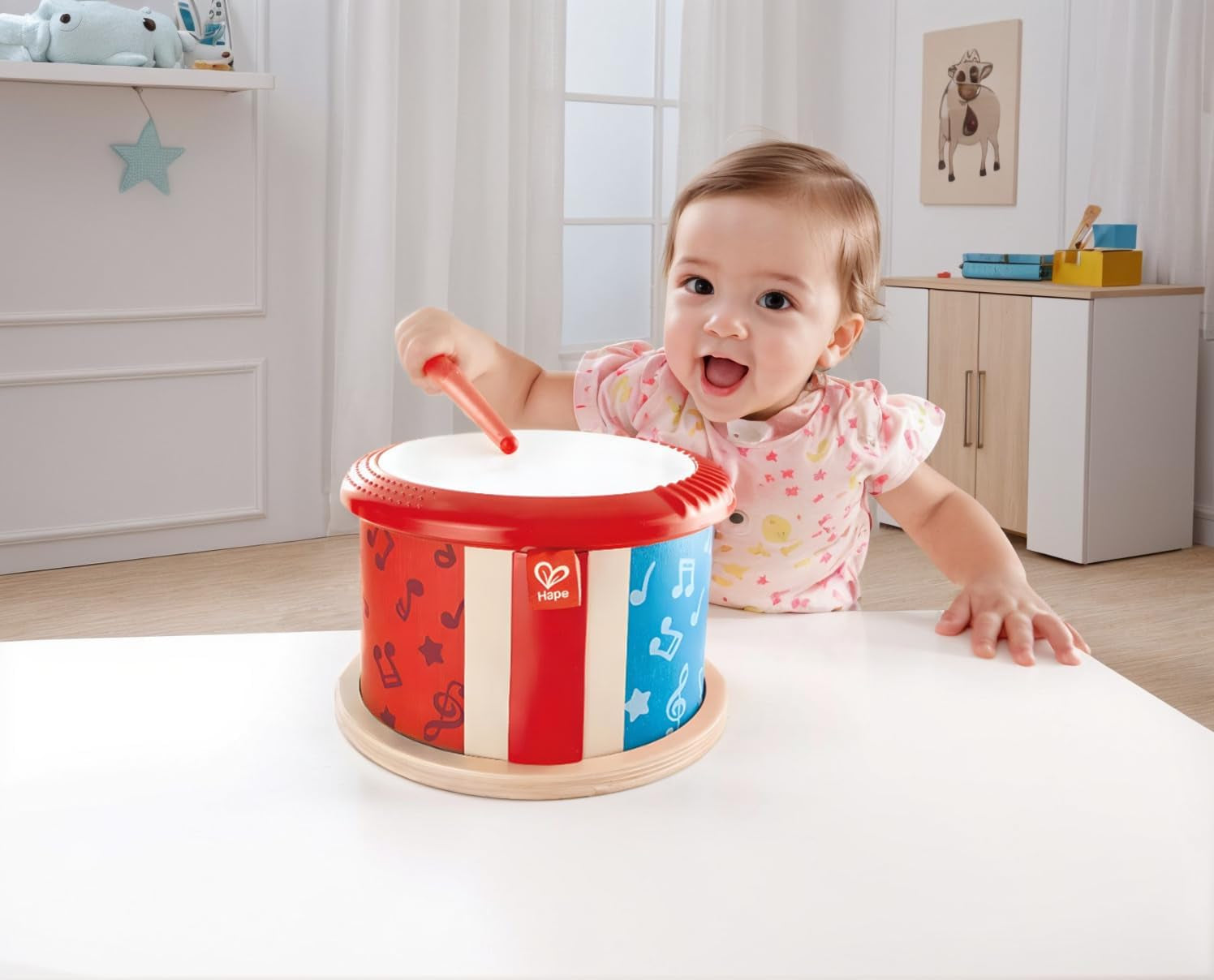 Hape oboustranný dřevěný buben | hudební hračka pro malé děti Jucarii Bebe Naty Shop