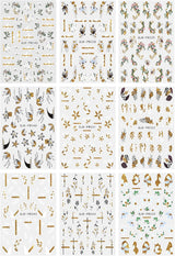 JMEOWIO Nálepka na nehty Blumen Glitzer 9 Blatt Nálepka na nehty Selbtklebend Nagelaufkleber Frühling Letní Blumen Dekoration Nageldesign Zubehör