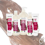 SANTE Naturkosmetik Glossy Shine Mask organický extrakt z březových listů + 3x proteinový komplex, bez silikonů a hydratační maska na vlasy, veganská vlasová péče pro větší lesk a poddajnost, 150 ml Naty Shop Hair Mask