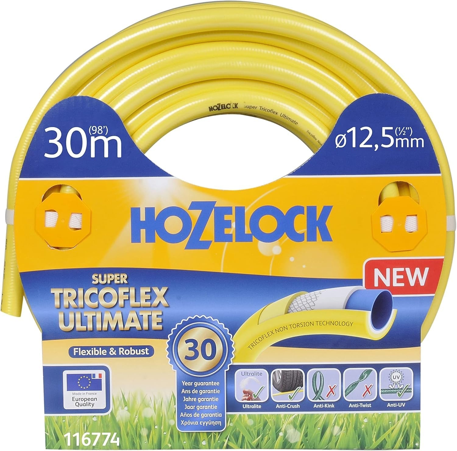 HOZELOCK - Hadice Super Tricoflex Ultimate Ø 12,5 mm (1/2") 30 m: lehká, robustní a rozměrově stabilní zahradní hadice s technologiemi "TNT Non Torsion" a "Soft&Flex", 40 % recyklovaného PVC [116774]