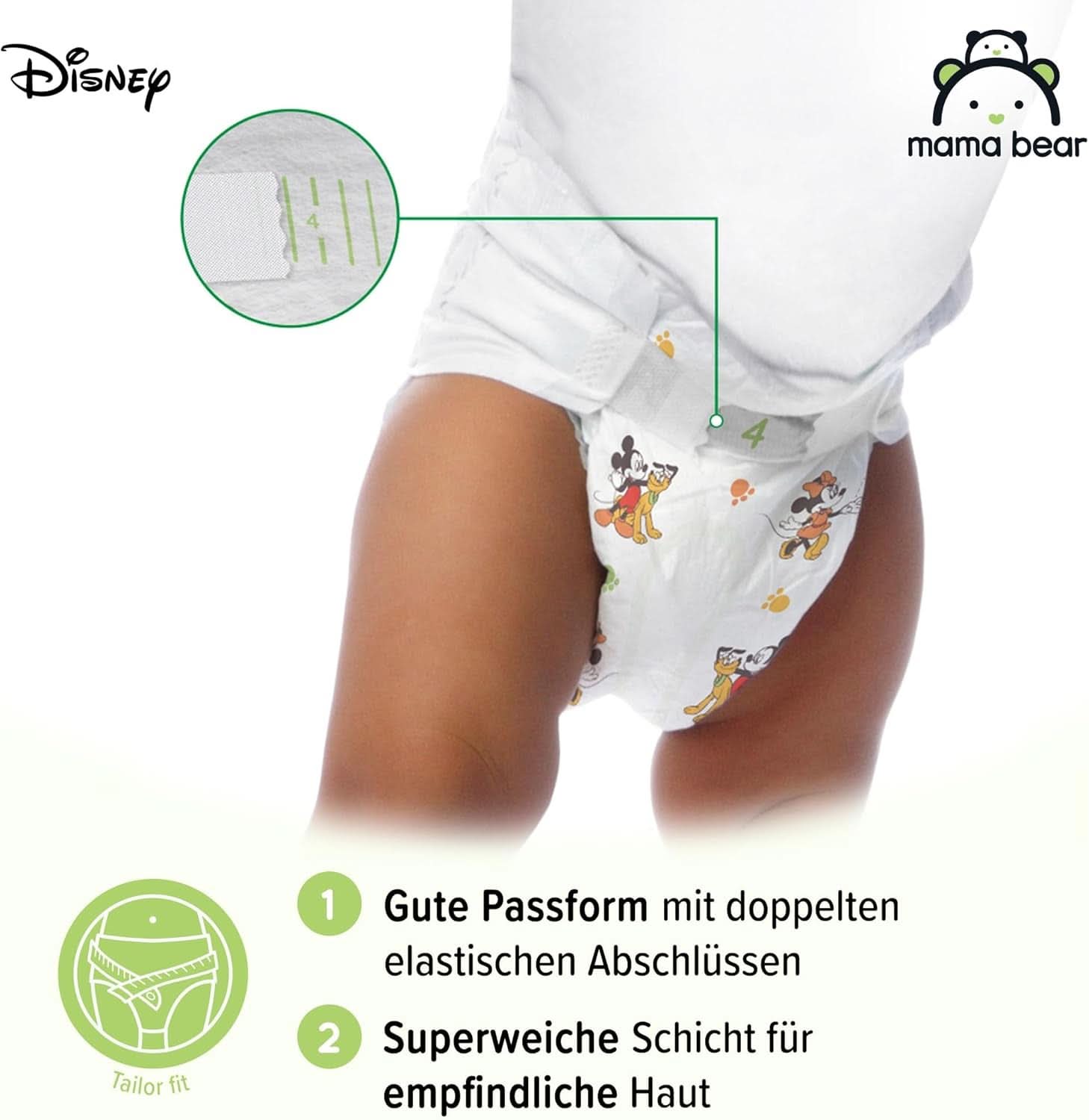 Plenky Mama Bear Disney Ultra Dry velikost 4 (8-14 kg), bílé, 84 kusů (1 balení) Naty Shop