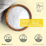 Raab Vitalfood Kalium salt-Mischung, Mineralsalzmischung mit 66,7% Natriumchlorid (Kochsalz) and 33% Kaliumchlorid, Kalium trägt zur Aufrechterhaltung eines normalen Blutdruck bei (1 x 200 g Dávka)
