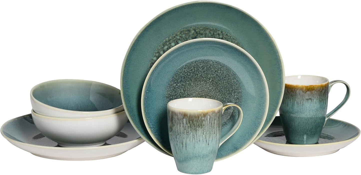 Creatable, řada Caldera, sada kameninového nádobí vhodná do myčky a mikrovlnné trouby, kvalitní výroba (zelená 8dílná kombinovaná sada)