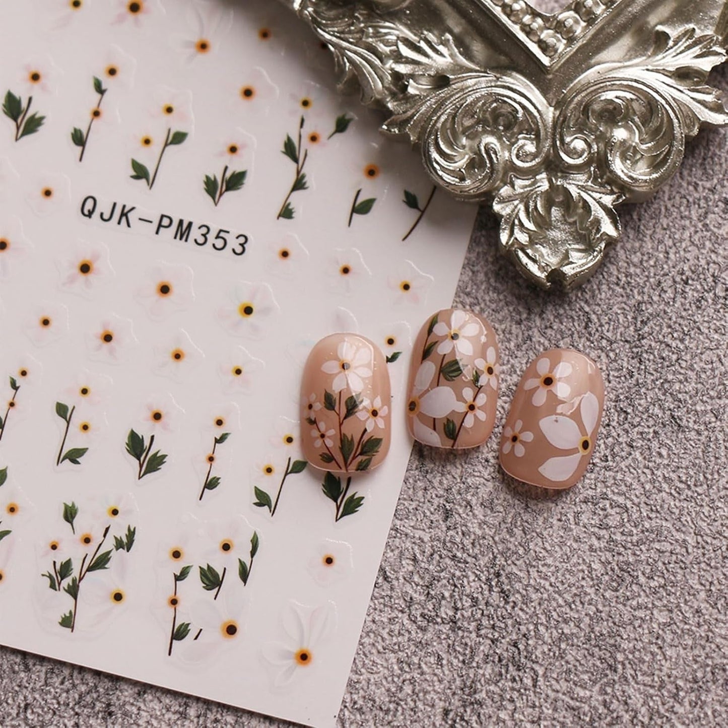 JMEOWIO Samolepka na nehty Bunte Blumen 9 Blatt Samolepka na nehty Selbtklebend Nagelaufkleber Frühling Letní Blumen Dekorace Nageldesign Zubehör
