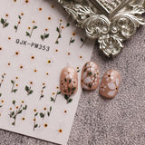 JMEOWIO Samolepka na nehty Bunte Blumen 9 Blatt Samolepka na nehty Selbtklebend Nagelaufkleber Frühling Letní Blumen Dekorace Nageldesign Zubehör