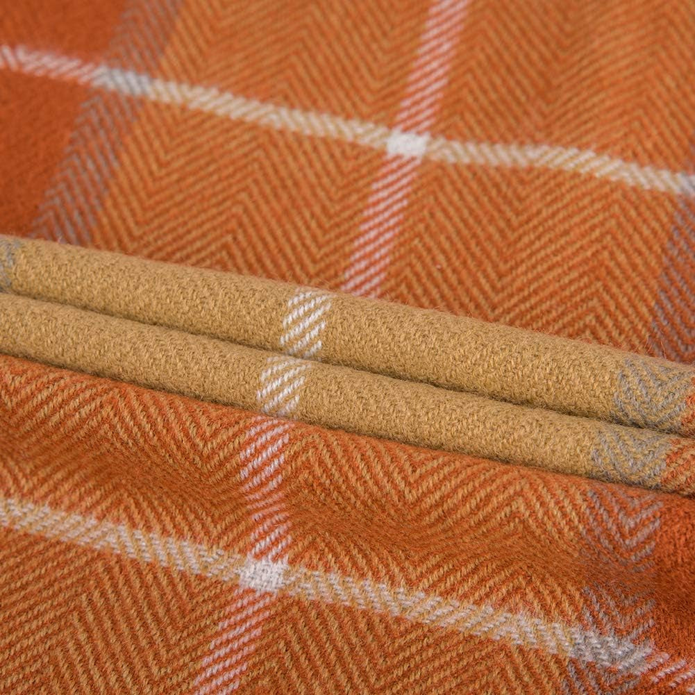 G Lake Orange kostkovaná deka Throw Akryl Měkký oboustranný barevný přehoz s třásněmi Dárek pro vánoční dekorace 127 Cm Š X 170,2 Cm L-Dýně Oranžové Postele a deky G Lake