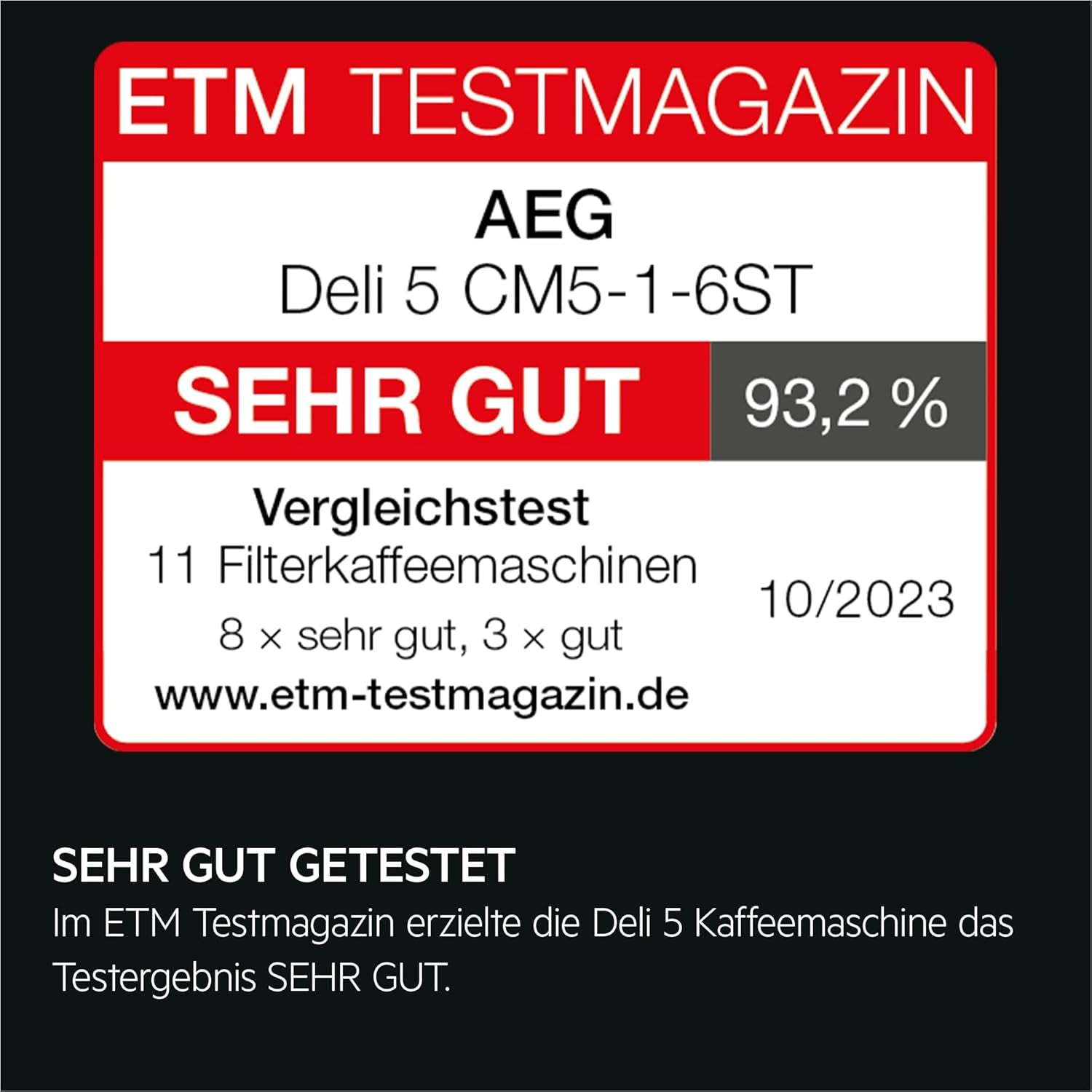 Espresso AEG Deli 5, 1,5 l, programovatelný časovač, funkce udržování teploty, bezpečnostní zastavení, ukazatel hladiny vody, optimální dávkování, funkce proti odkapávání, nerez, CM5-1-6ST