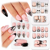 72 ks Halloweenské nehty Samolepící falešné nehty Krátké umělé nehty Samolepící lisované nehty Tipy na umělé nehty Dýňový duch Nail Art Oranžová Zelená Černá
