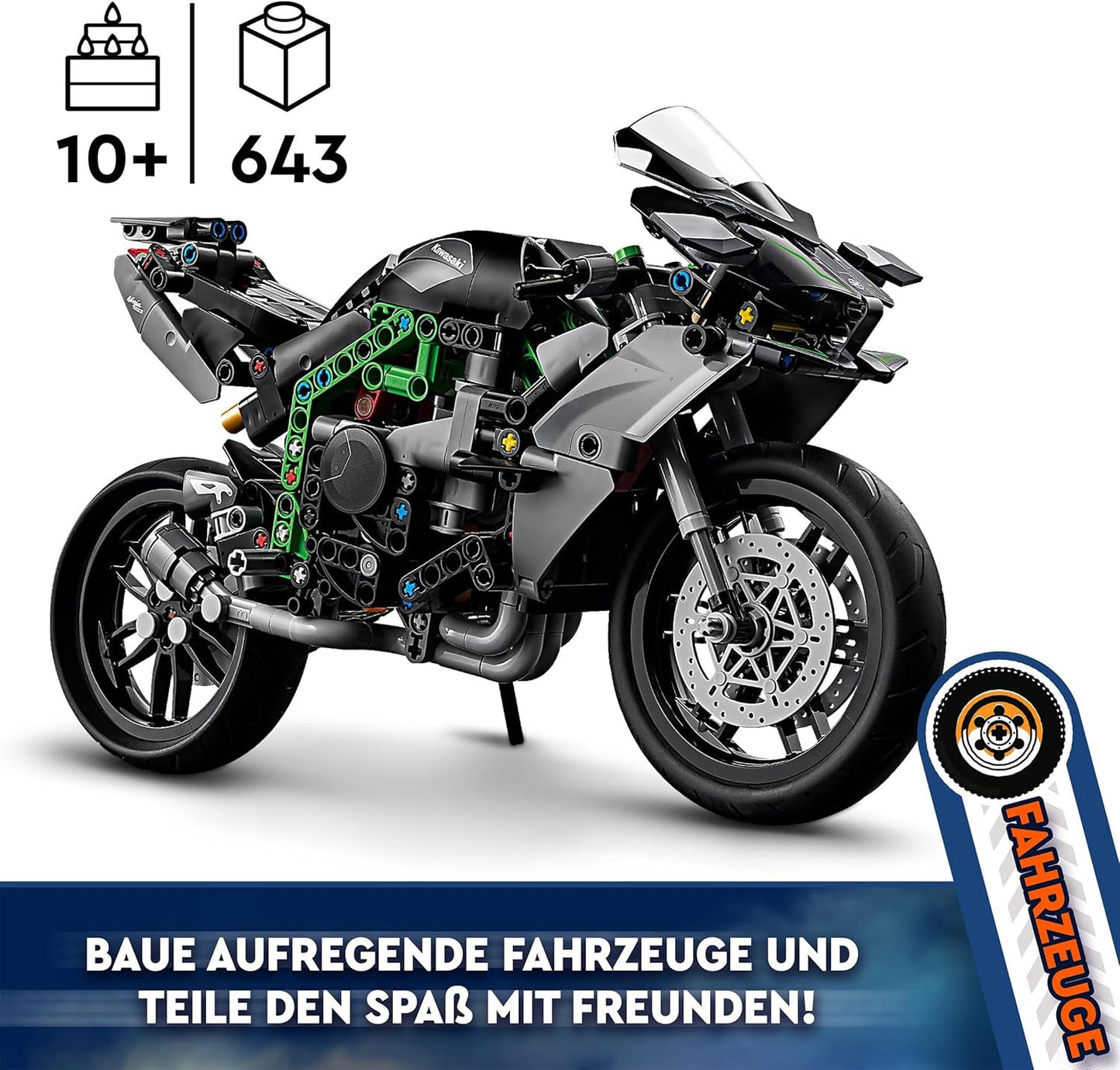LEGO Technic Kawasaki Ninja H2R Motocykl, Děti a dospělí Dárek k narozeninám, Dekorace, Hračka, Model pro chlapce a dívky Věk 10+ 42170 Stavebnice Besuche den LEGO-Store