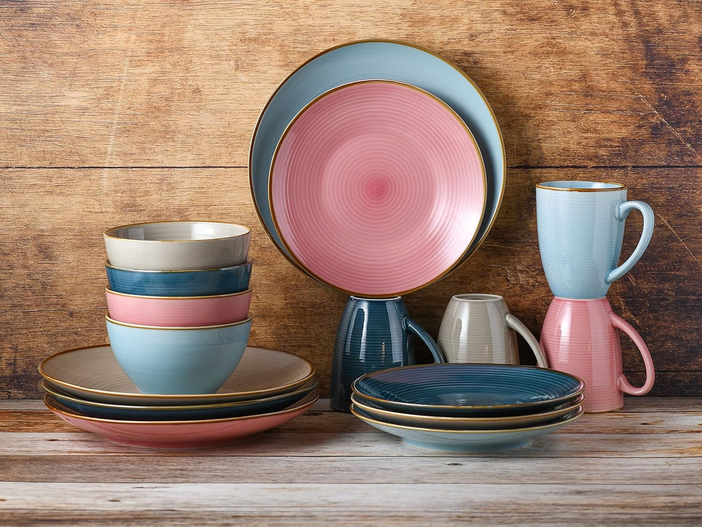 CreaTable, 22506, řada COSY DAY, 16dílná sada nádobí pro 4, porcelánová kombinovaná služba, vhodné do myčky a mikrovlnné trouby, kvalitní výroba