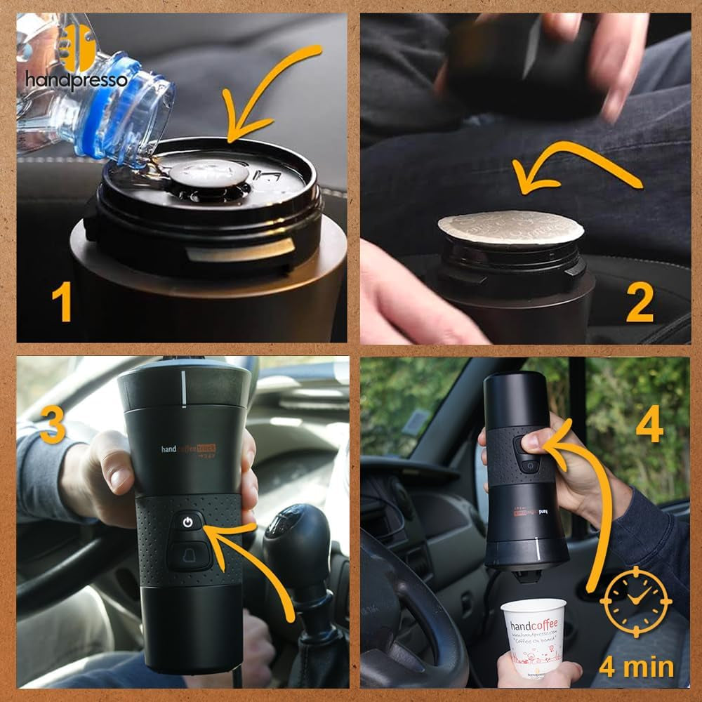 Handpresso - Handcoffee Truck 21010 | Espresso kávovar s kapslemi Senseo pro nákladní vozy 24V | 24V Truck Espresso kávovar, cestovní kapslový espresso kávovar | 24V truck espresso na cesty