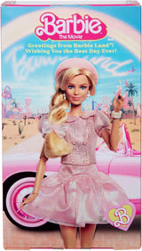 Barbie Film podle filmu Margot Robbie jako sběratelská figurka Barbie v růžové halence a tylové sukni se stylizovaným účesem a ladícími šperky JBJ53