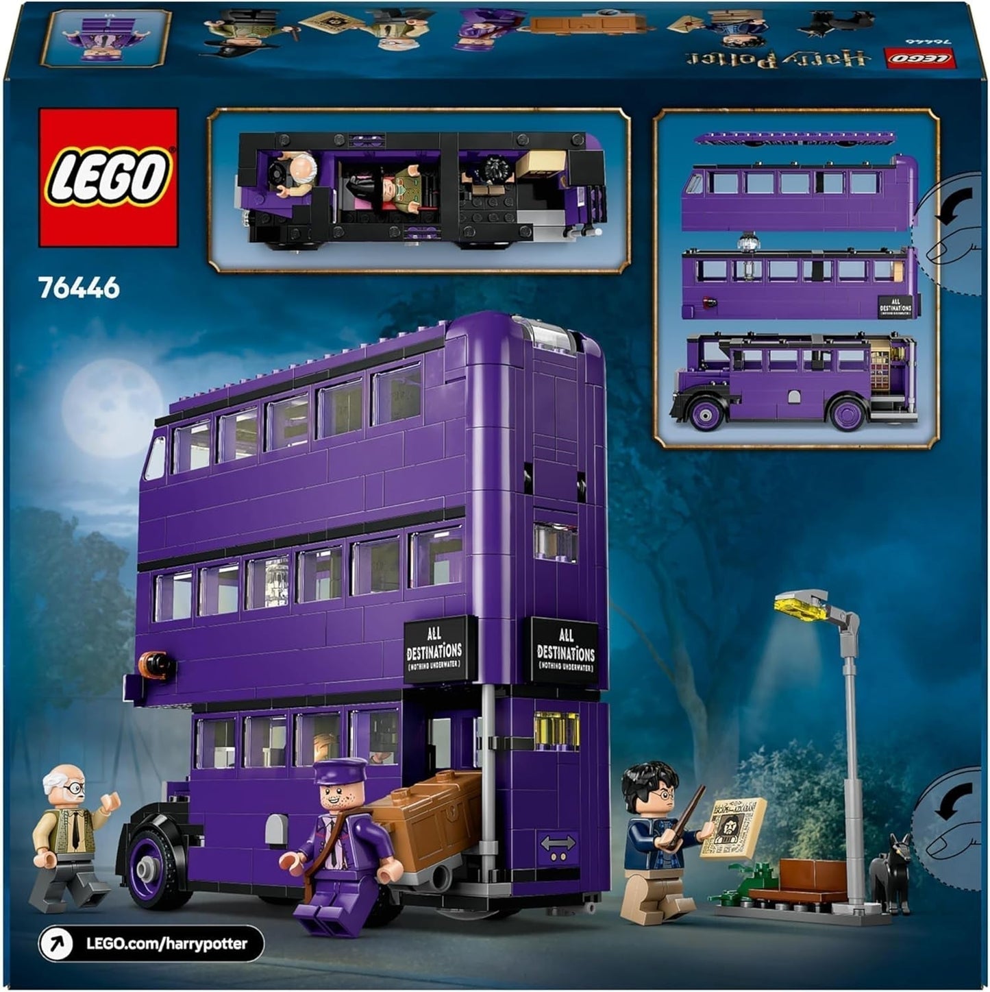 LEGO Harry Potter Adventures with the Traveling Knight Stavebnice 5 minifigurek včetně Ernieho Pranga, Stana Shunpikea a šlapací autobus Hračka pro fanoušky kouzelnického světa Chlapci a dívky 8 let 76446 Stavebnice Beuche den LEGO-Store
