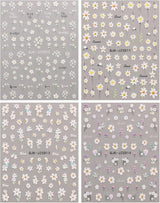 JMEOWIO 3D Nálepka na nehty Blumen Nálepka na nehty Selbstklebend Nagelaufkleber 5D Stereoskopické Letní Frühling Blumen Dekoration Nageldesign Zubehör 4 Blatt