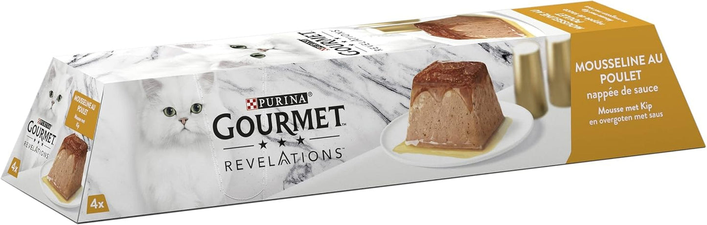 Revelations Musselin s kuřecím masem a omáčkou | Krmivo pro odrostlé kočky | 4 x 57 g