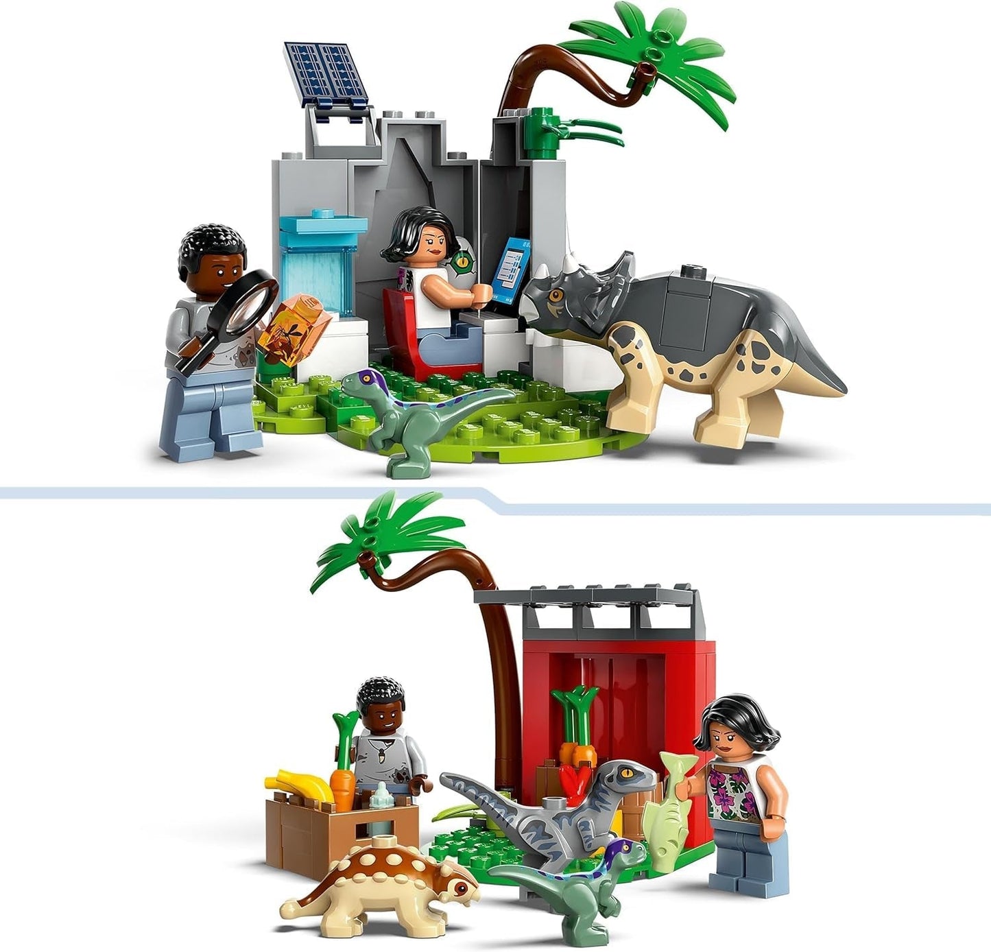 LEGO Jurassic World Rescue Center for Baby Dinosaurs, sada s malými figurkami dinosaurů včetně Triceratopse, Ankylosaura a Velociraptora, stavebnicový dárek pro chlapce a dívky od 4 let 76963 Stavebnice Besuche den LEGO-Store