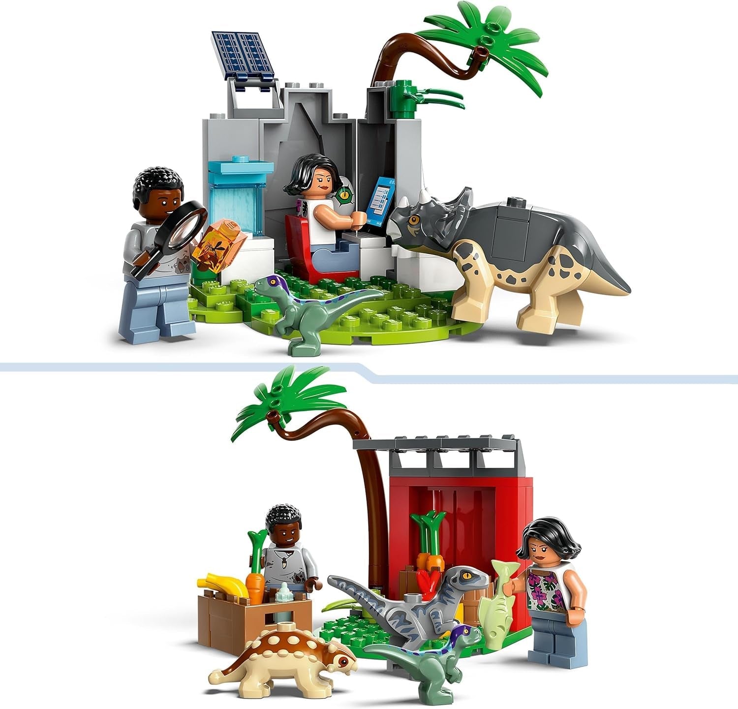 LEGO Jurassic World Rescue Center for Baby Dinosaurs, sada s malými figurkami dinosaurů včetně Triceratopse, Ankylosaura a Velociraptora, stavebnicový dárek pro chlapce a dívky od 4 let 76963 Stavebnice Besuche den LEGO-Store