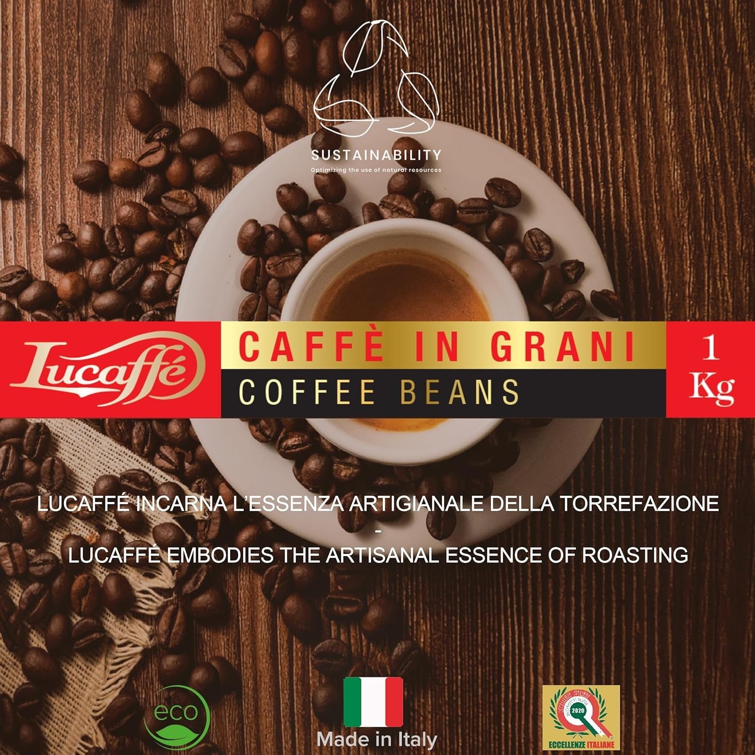 Lucaffé - Kaffeebohnen Mamma Lucia, 1 kg | Kaffee aus ganzen Bohnen für cremigen Espresso | Helle Röstung | intenzivnější a kremační Gesmack