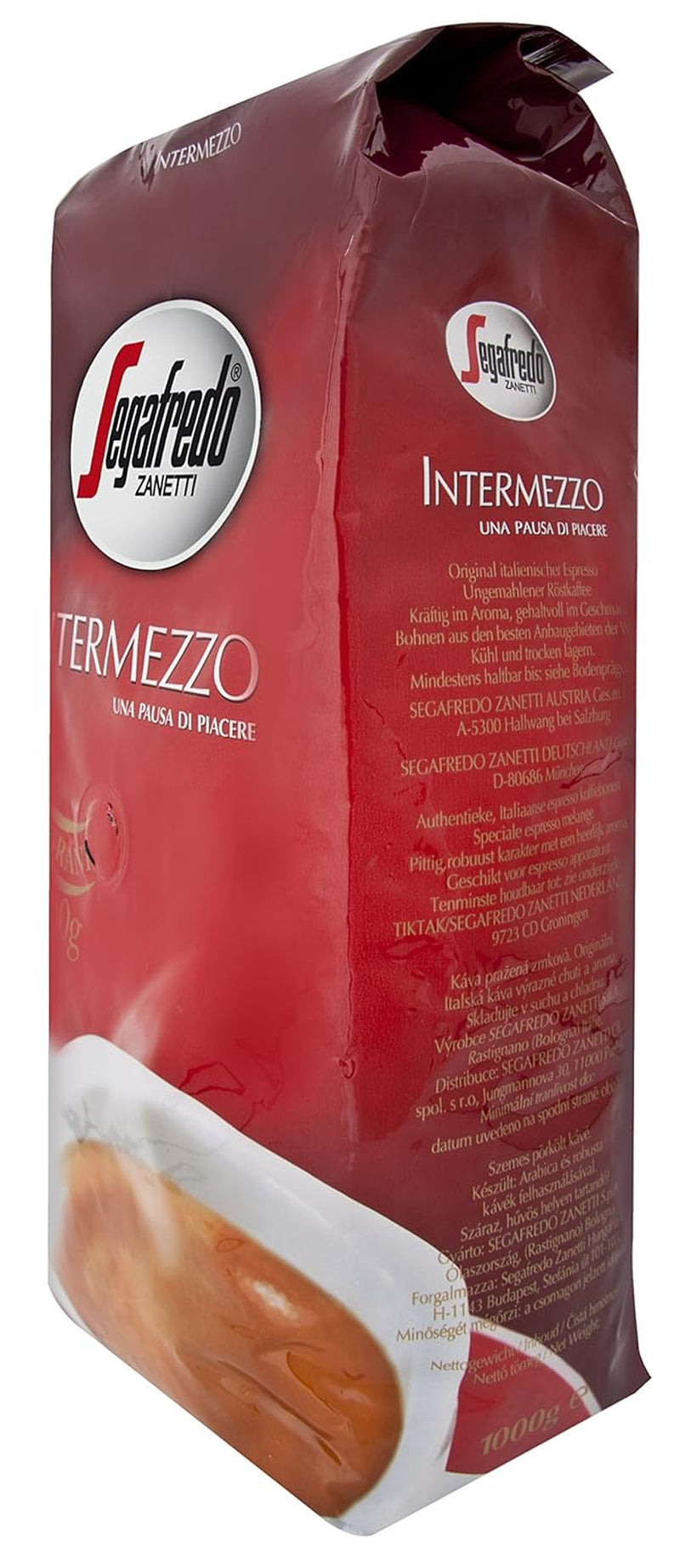 Segafredo Zanetti Intermezzo - Celé fazole (1 kg balení) - Geeignet für alle italienschen Kaffeespezialitäten - Kaffeebohnen mit mitteller Röstung, stark und vollmundig im Gesmack