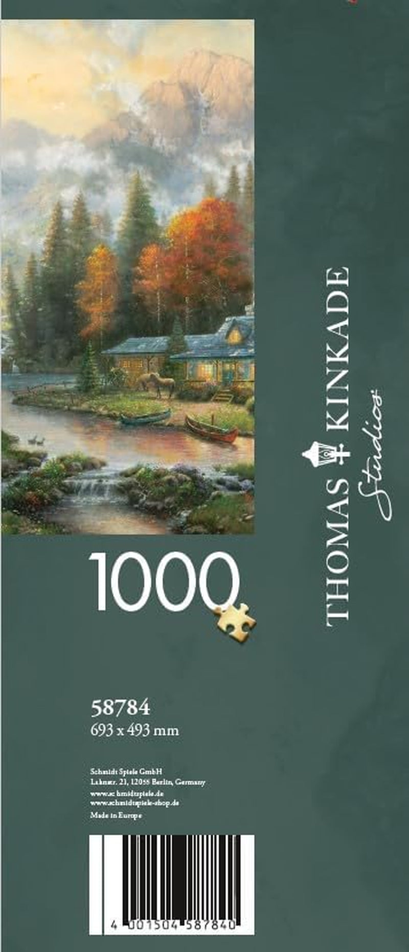 Schmidt Spiele 58784 Thomas Kinkade, Večer u podzimního jezera, skládačka 1000 dílků, barevné Puzzle Naty Shop