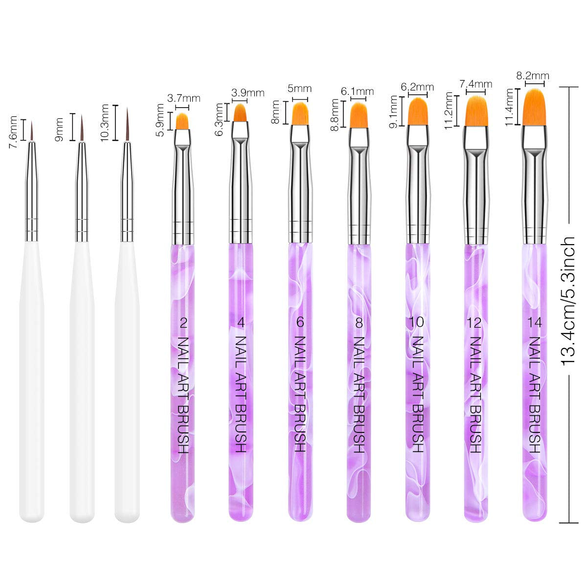 Set Pinsel Pinsel, 10-ti teilig Gelnägel Pinsel Nagellackstift Acrylpinsel Für UV Gel Nägel Acrylfingernägel Nailart Maniküre Nageldesign Zubehör