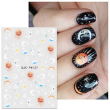 Jmeowio Nagelsticker Mond Stern Sonne 9 Blatt Nail Art Sticker Selbtklebend Nagelaufkleber Bunte Dekoration Nageldesign Zubehör