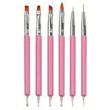 6 Stück Doppel-Ende Nagel Pinsel, Nageldesign Pinsel, Doppel-Ende Nail Art Pinsel Kit Professionelle Maniküre Werkzeuge Kit（Schwarz）