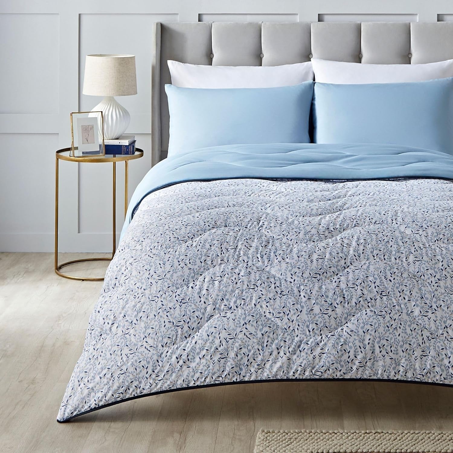 Přikrývka Night Lark Super King 6 Tog Jaro Léto - Modrá zahrada Super měkký přikrývka Lehký Pratelný v pračce Sada polštářů vše v jednom rychleschnoucí Oboustranné přikrývky Naty Shop Modrá Super King