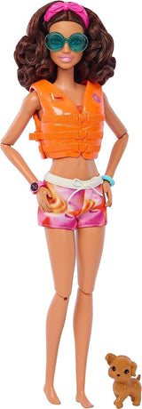 Panenka Barbie Surfer se surfovacím prknem a rukojetí, ručníkem a rádiem pro plážová dobrodružství a příběhy, klipy a popruhem na kotník pro realistické surfování, věk 3 a více, panenky Naty Shop HPL69