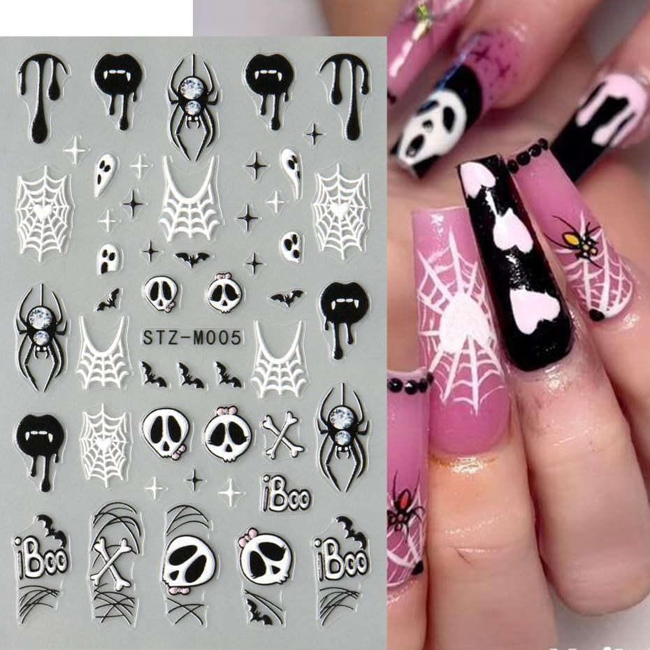 JMEOWIO Nálepka na nehty Halloween 6 Blatt Nálepka na nehty Selbtklebend Nagelaufkleber Dekoration Nageldesign Zubehör