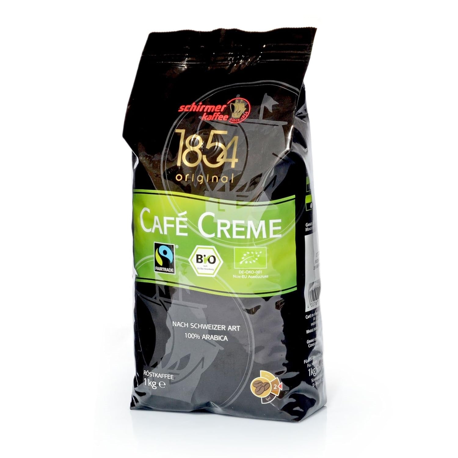Fairtrade Cafe Krémová káva, celá zrna, kávová zrna, balení 8 ks, 8 x 1000 g