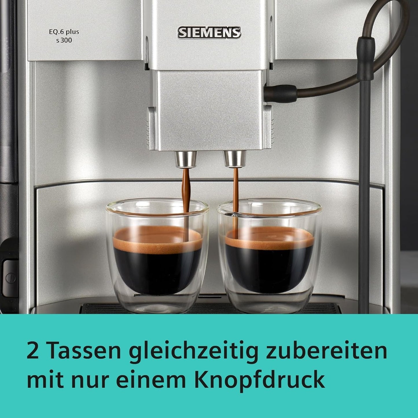 Siemens EQ.6 plus s300 automatický espresso kávovar TE653501DE, pro mnoho kávových specialit, napěňovač mléka, keramický mlýnek, dvojitá funkce kávy, proti vodnímu kameni, automatické čištění párou, 1500 W, stříbrný