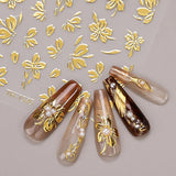JMEOWIO Nálepka na nehty Goldene Blumen 8 Blatt Nálepka na nehty Selbtklebend Nagelaufkleber Dekoration Nageldesign Zubehör