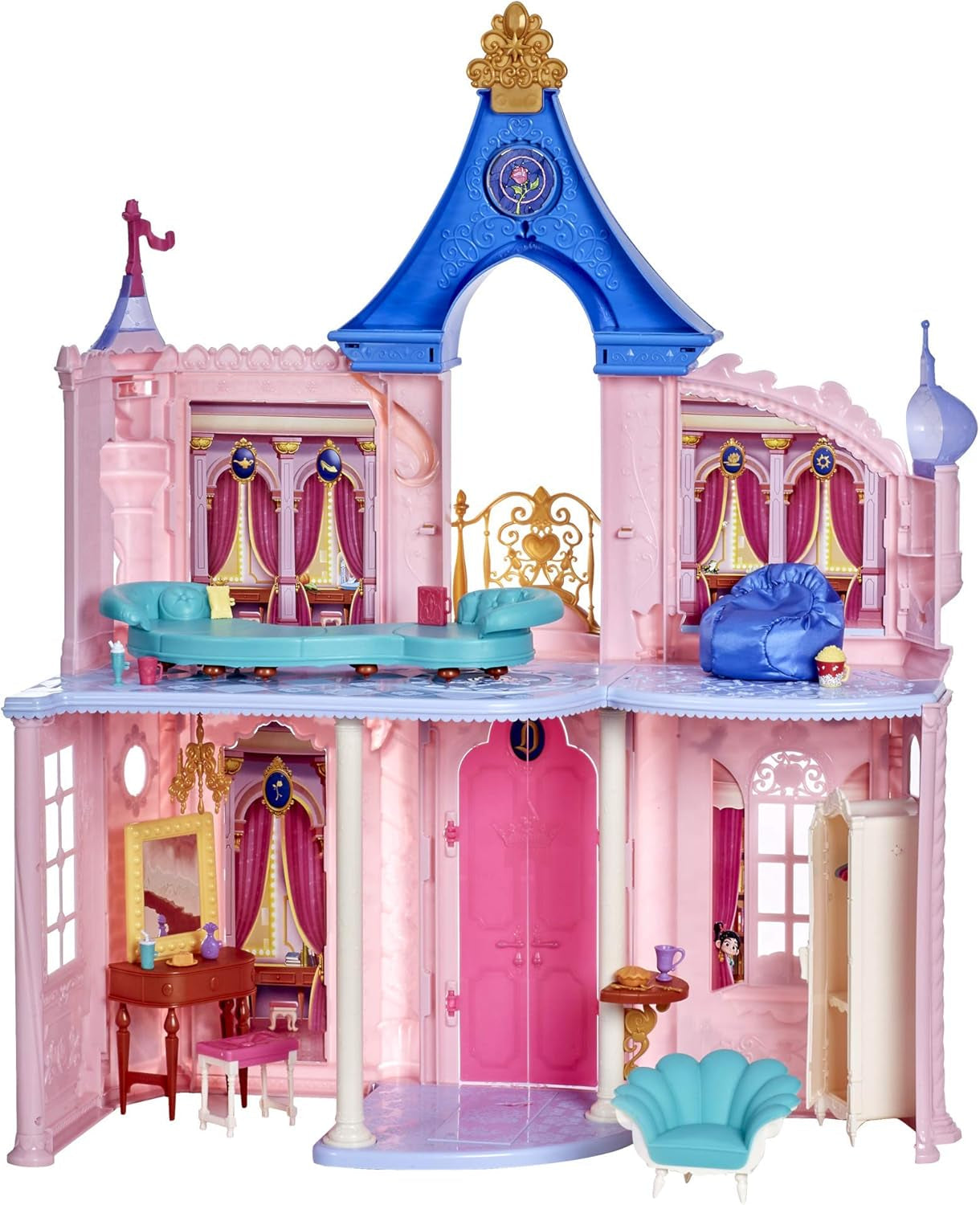 Disney Princess Castle Pohodlný domeček pro panenky s 6 kusy nábytku a 16 doplňky Hračka pro 5leté dívky Domky pro panenky Naty Shop Výchozí název