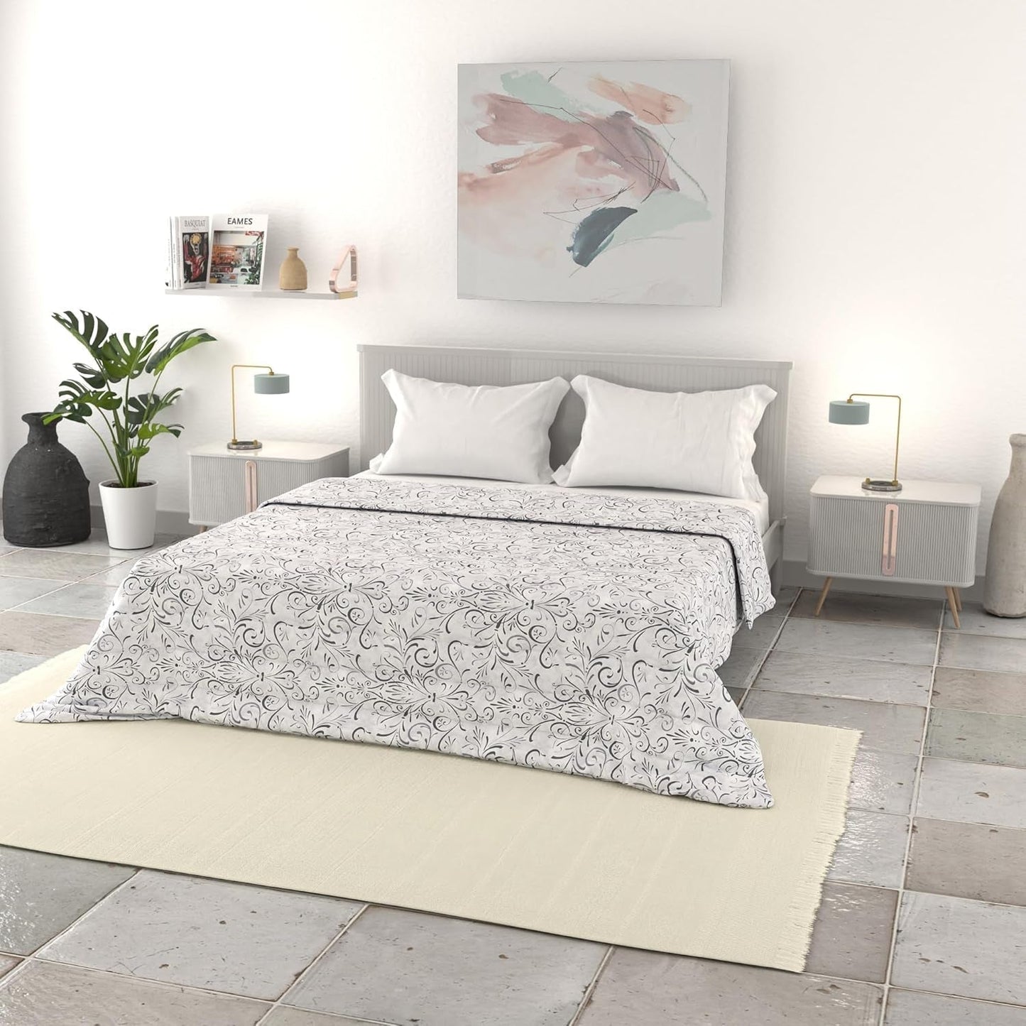 Italské povlečení základní letní přikrývka, potištěné mikrovlákno, 250X240Cm, kruh Přikrývky a přikrývky Naty Shop Ornato 250X240Cm