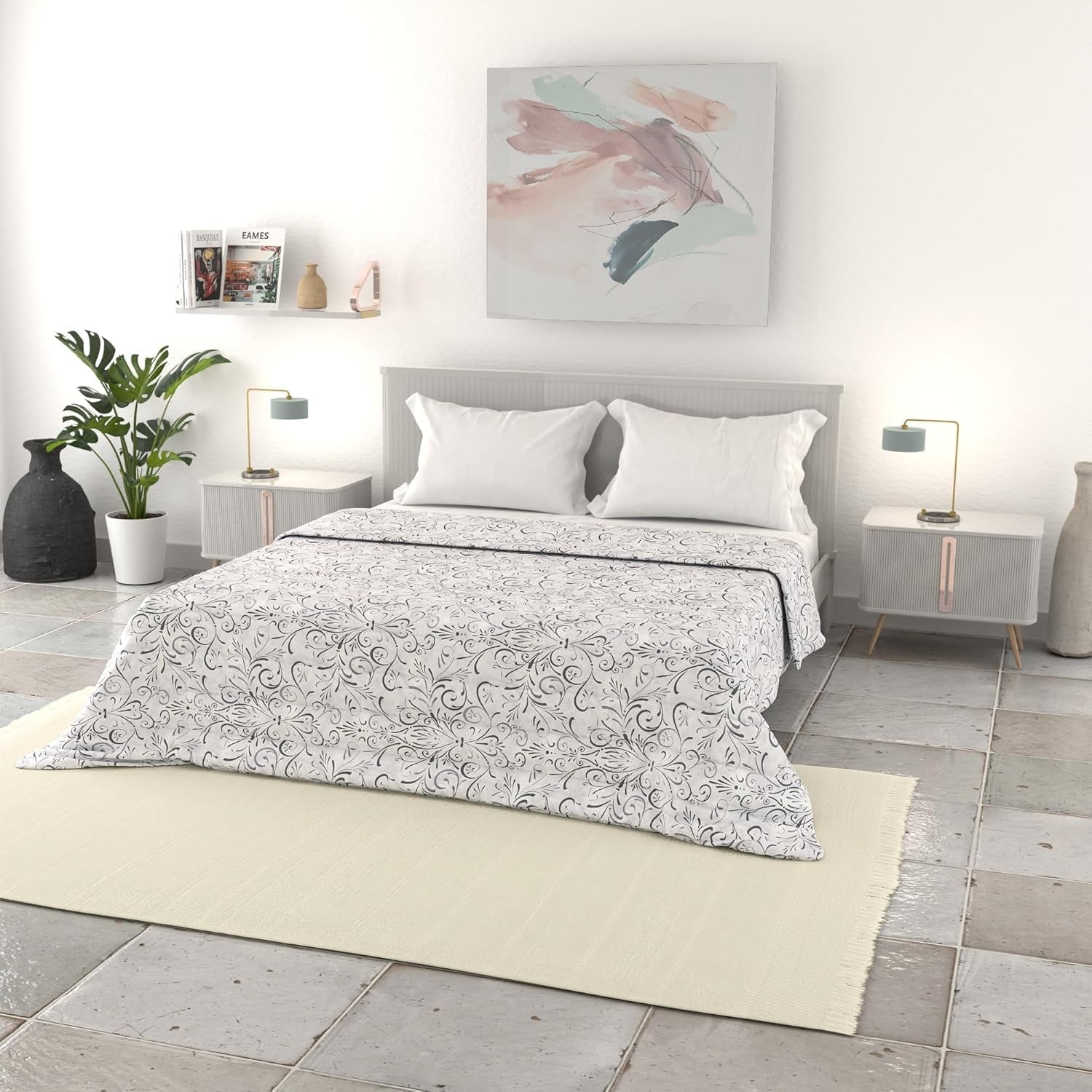 Italské povlečení základní letní přikrývka, potištěné mikrovlákno, 250X240Cm, kruh Přikrývky a přikrývky Naty Shop Ornato 250X240Cm