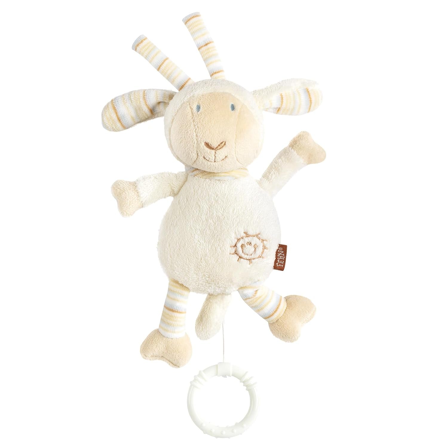 Fehn music box baby sleep aid ovečka - plyšová hračka s nástavcem - uspávací písnička "Brahms lullaby" - dětská hračka na cesty i domů - hudební hračky pro miminka a děti Baby Toys Naty Shop Sheep