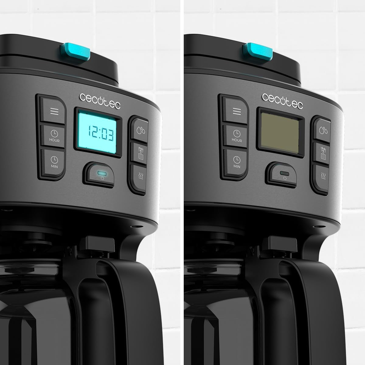 Překapávací kávovar Cecotec Coffee 66 Grind & Drop Essential. 1086 W, čepelový mlýnek, až 12 šálků, technologie Extreme Aroma, digitální, nerezová ocel, automatické vypínání.