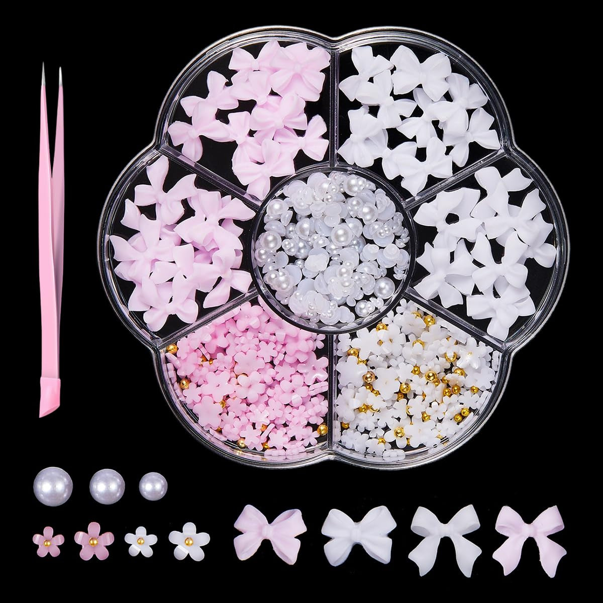 GZMAYUEN 920Pcs Zlatá Stříbrná Perlen s plochým zády pro nehty, Halbrunde Weiße Beige Perlen na nehty, Kleine Halbrunde Perlen s plochým zadním dílem Für DIY Nail Art Decor