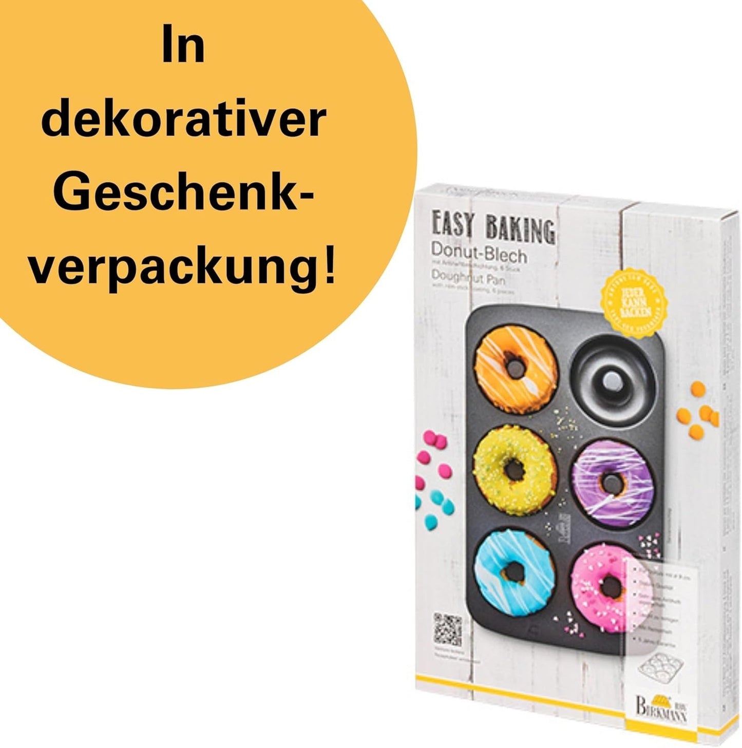 Birkmann, Easy Baking, Donutblech, Backform Für 6 Donuts, Mit Hochwertiger Antihaftbeschichtung, Ø 9 Cm, Mit Rezept, 881631 Formy a plechy na pečení Naty Shop