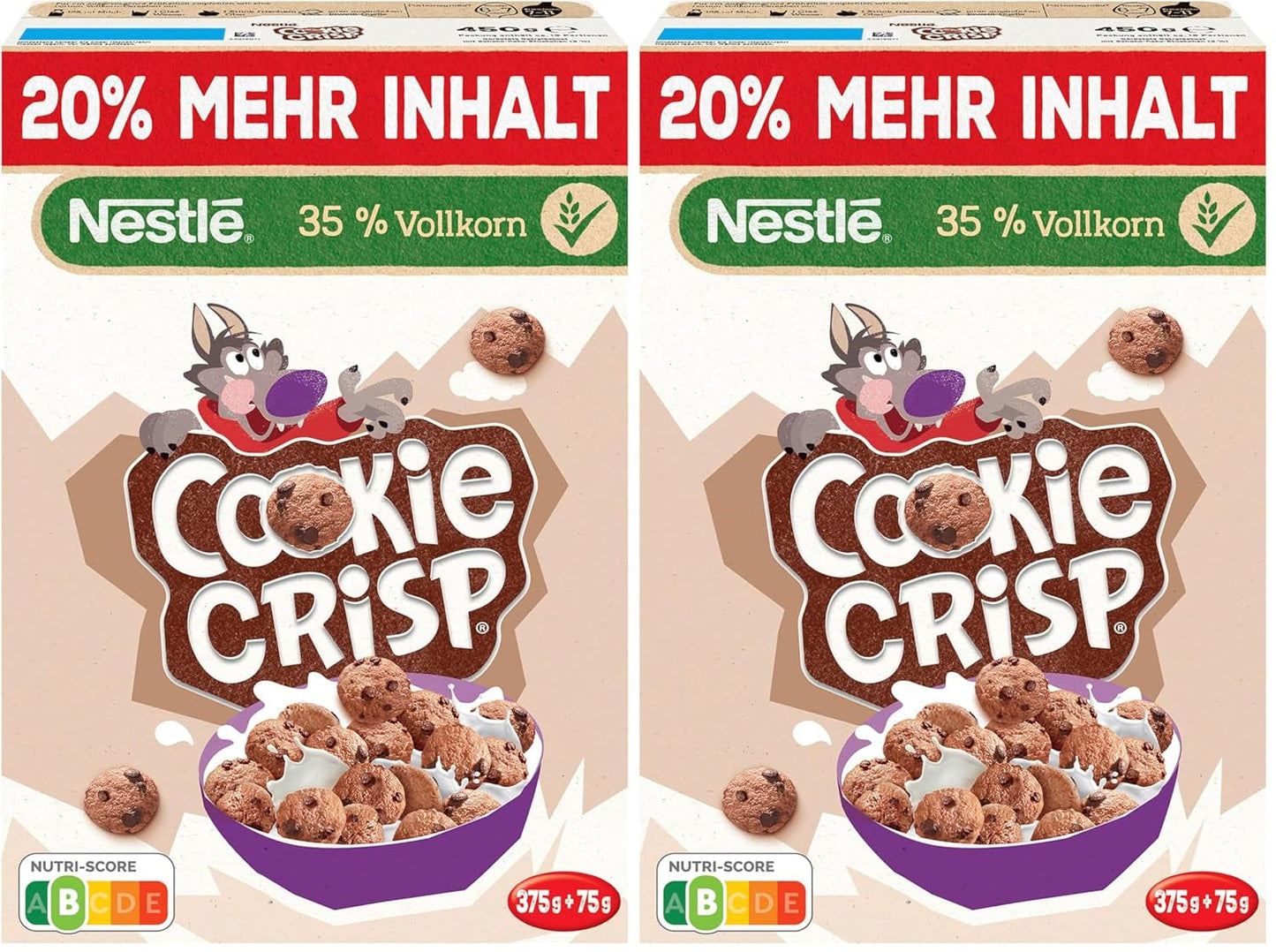 Nestlé Cookie Crisp (+20 %), celozrnné snídaňové sušenkové cereálie pro děti, balení 1 ks (1x450g)