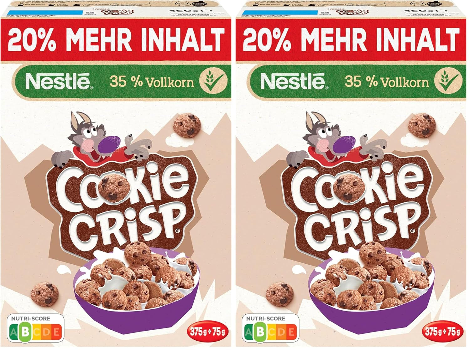 Nestlé Cookie Crisp (+20 %), celozrnné snídaňové sušenkové cereálie pro děti, balení 1 ks (1x450g)