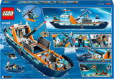Arktická výzkumná loď LEGO City, velký plovoucí člun s helikoptérou, nafukovací člun, ponorka Rov, vrak vikinga, 7 minifigurek a figurka orky, dárek pro děti starší 7 let 60368 Stavebnice Besuche den LEGO-Store