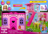 Barbie Chelsea domeček pro panenky s 15+ doplňky, vyskakovací domeček se zvětší na více než 42 x 33 cm s 5 hracími plochami a skluzavkou, s malou panenkou a psem, JFW49