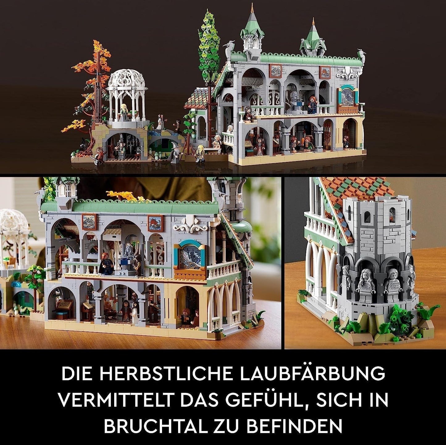LEGO Icons The Lord Of The Rings: Rivendell – sbírka a výstavní sada pro dospělé s 15 jedinečnými minifigurkami včetně Gandalfa, Legolase, Aragorna a Froda, exkluzivně na Amazonu – 10316 stavebnic Besuche den LEGO-Store